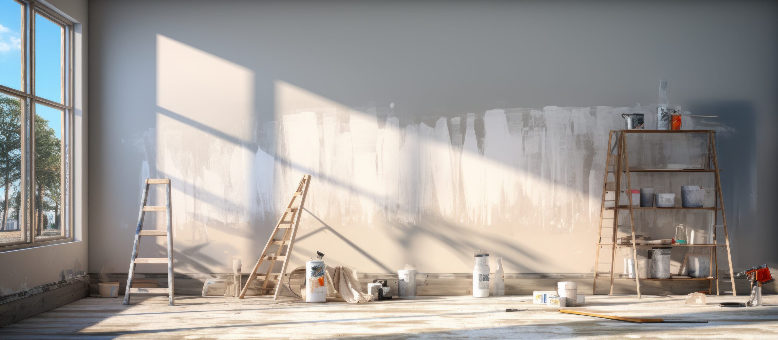 Wall being painted white.